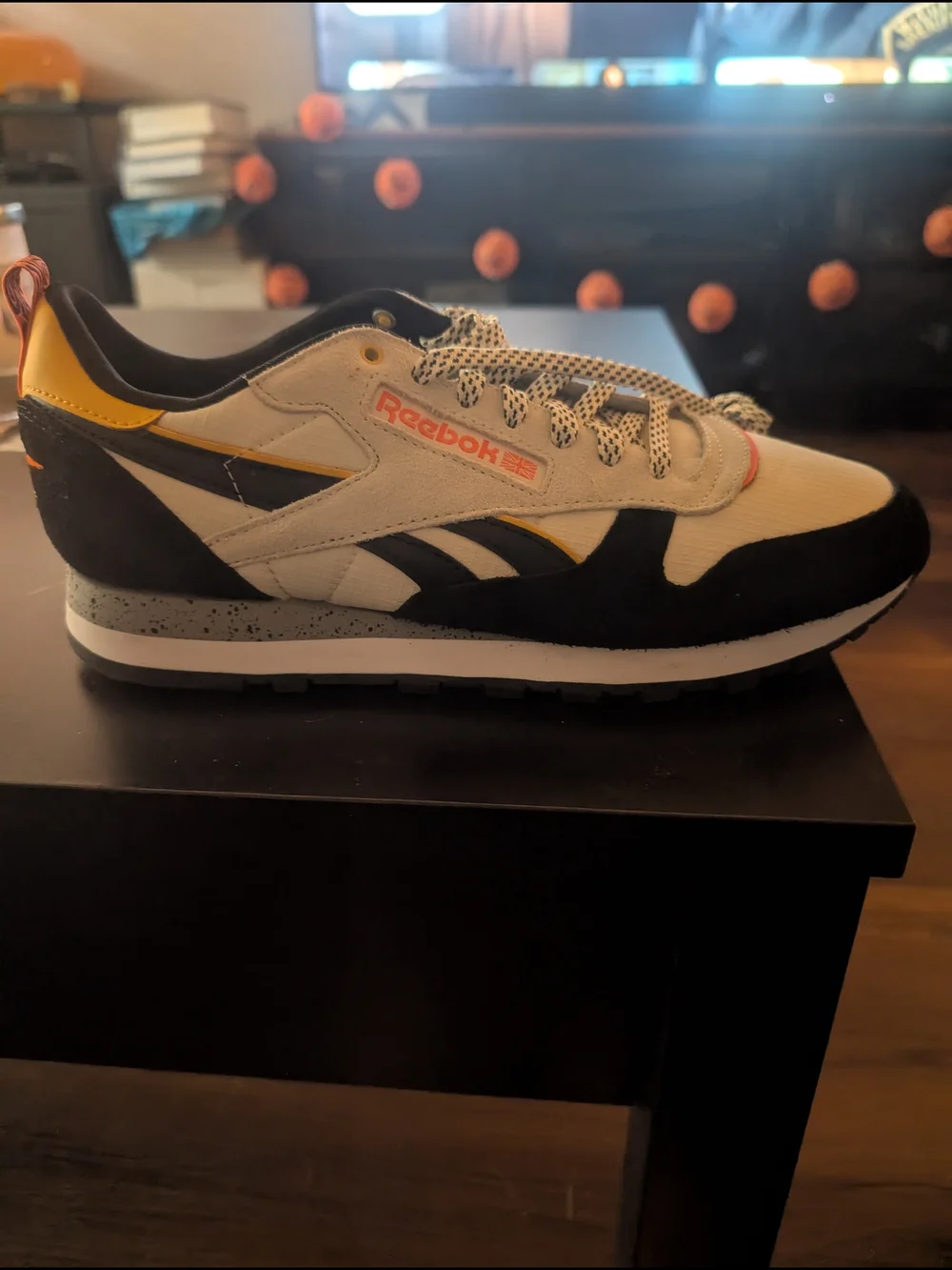 Reebok Men's Retro Runner in Black, White & Yellow